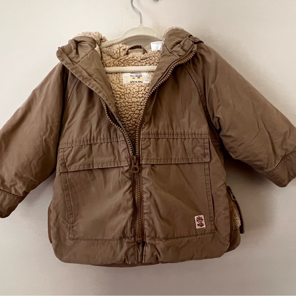 Cozy warm neutral zip up Zara Baby Outerwear 12-18 months